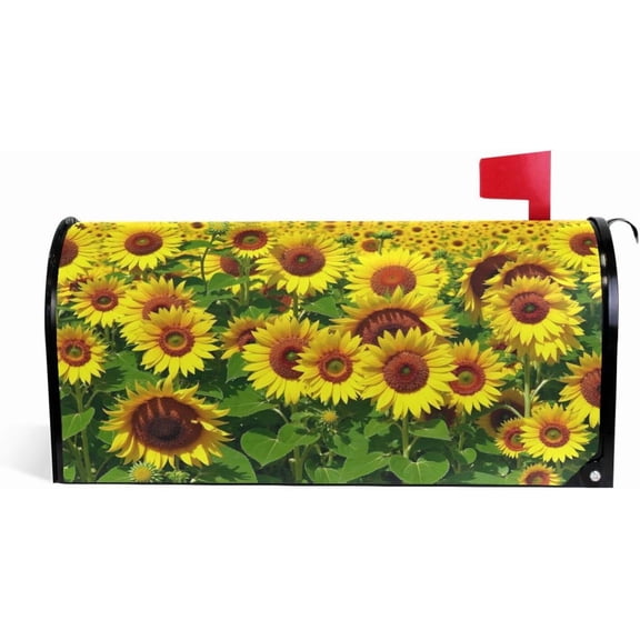 WOOR Sunflowers Landscape Magnetic Mailbox Cover MailWraps Garden Yard Home Decor for Outside Standard Size-18"x 20.8"