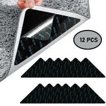 WOORNIGOJIN 12 Pcs Rug Gripper, Double Sided Non Slip Carpet Tape, Reusable Washable Rug Sticker for Hardwood Floors, Tile Floors, Carpets, Floor Mats, Keep Your Rug Flat.(Black)