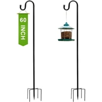 60/76/92 Inch Shepherd Hook for Outdoor - Single Hook with 5 Leg Ground Base, Paint Spray Coated Plant Hanger for Bird Feeders, Flower Baskets & Lanterns (1, 60 inch)