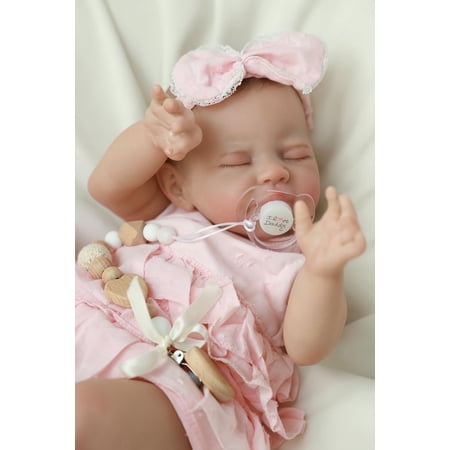 WOOROY Realistic Reborn Baby Dolls August - 20 Inch Lifelike Newborn Sleeping Girl Handmade Real Life Baby Dolls Reborn Toddler with Soft Weighted Cloth Body Gift Toy for Age 3+