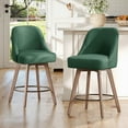 thumbnail image 1 of WOOW DEPOT 26" Swivel Bar Stools Large Seat Set of 2, Upholstered Linen Fabric w/ Mid-Back Wood Legs, Modern Armless Island Counter Barstools Kitchen Pub Chair, Green, 1 of 12