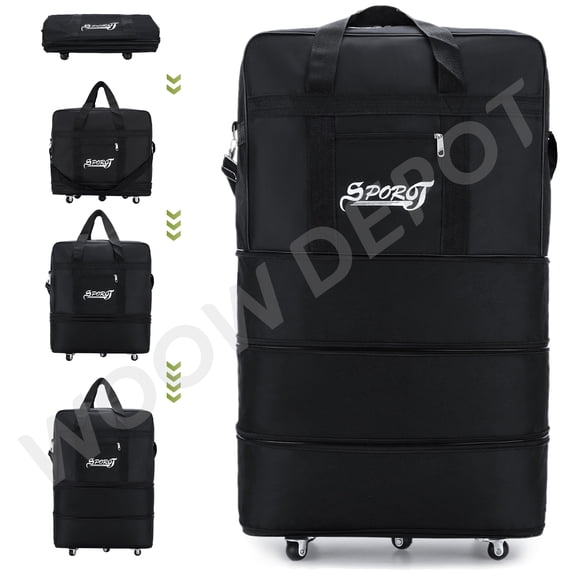 WOOW DEPOT 32-Inch Expandable 4-Layer Collapsible Rolling Duffle Bag for Travel and Storage