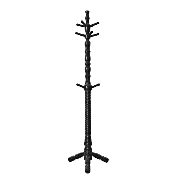 WOOW DEPOT 74.4" Freestanding Coat Rack Heavy Duty Eucalyptus Wood Tree Branch Rack, w/ 11 Hanging Hooks Adjustable Height, Modern Clothing Hanger for Home Office Corner Entryway, Black