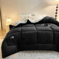 thumbnail image 1 of WOOW DEPOT Sherpa Fleece Twin Comforter Reversible, 1 PCS, Heavy 5.5lbs Quilted Bedding Warm Cozy Machine Washable, Black, 1 of 8