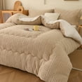 thumbnail image 1 of WOOW DEPOT Sherpa Reversible Comforter 70.8" x 86.6", 1 PCS Twin Full Size Heavy 7.72 lbs Warm Cozy, Taffeta Quilted & Sheared Craft 3D Jacquard Blanket Machine Washable, Khaki, 1 of 9