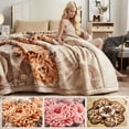 thumbnail image 1 of WOOW DEPOT Thick Fleece Bed Blanket, 1 PCS Euro Pattern Printed 7.72 lb Heavy Soft Warm Mink Blanket Luxurious Reversible, Full Queen 78.7" x 90.5", Beige, 1 of 6