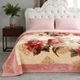 thumbnail image 1 of WOOW DEPOT Twin Heavy Fleece Bed Blanket 1 PCS, 4 Lbs Plush Camellia 2 Ply Thick Reversible Raschel Korean Style Warm Mink Bed Blanket, Pink, 1 of 7
