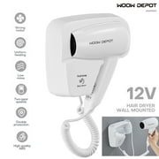 WOOW DEPOT Wall Mounted Hair Dryer Professional 1200W for Home Bathroom Salon Hotel, White