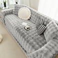 thumbnail image 1 of WOOW DEPOT Warm Faux Rabbit Fur Sofa Cover Machine Washable, Thick Throw Blanket L Shape Slipcover for 2 - 3 Cushion Couch, Light Gray 71"x118", 1 of 9
