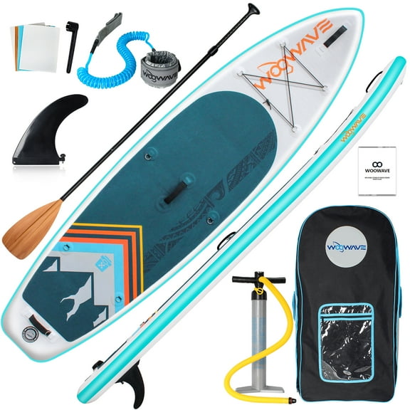 WOOWAVE Inflatable Stand Up Paddle Board 10'2" Wide Stance Non-Slip Deck, Premium SUP Accessories Including Hand Pump, Adjustable Paddle, Backpack, Surf Control Paddleboard for Youth and Adult