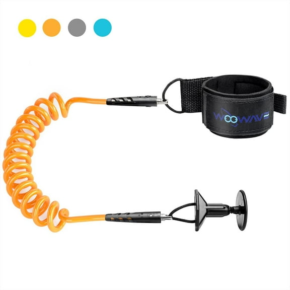 WOOWAVE TPU Coiled Bodyboard Leash Wrist Surf Leash with Plug for Bodyboarding