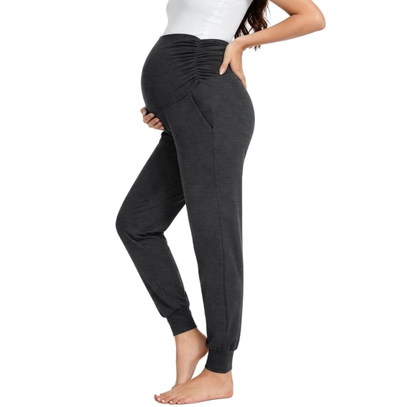 WOOXIO Women's Over The Belly Pregnancy Activewear Jogger Maternity Pants