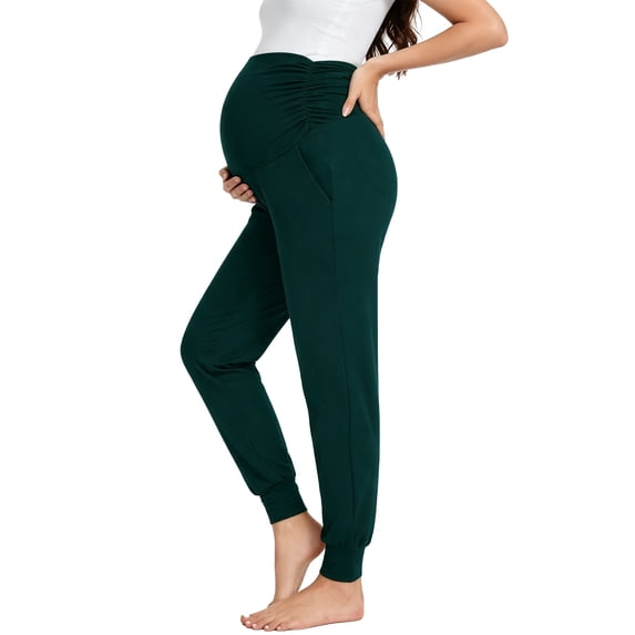 WOOXIO Women's Over The Belly Pregnancy Activewear Jogger Maternity Pants