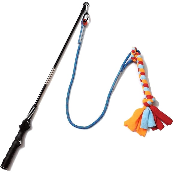 WOOZAPET Interactive Flirt Pole Dog Toy  Fleece Rope Lure