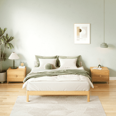 Woozuro 14 inch King Size Bamboo and Metal Platform Bed Frame,Modern & Minimalist Style, Easy Assembly,No Box Spring Needed,Superior Support