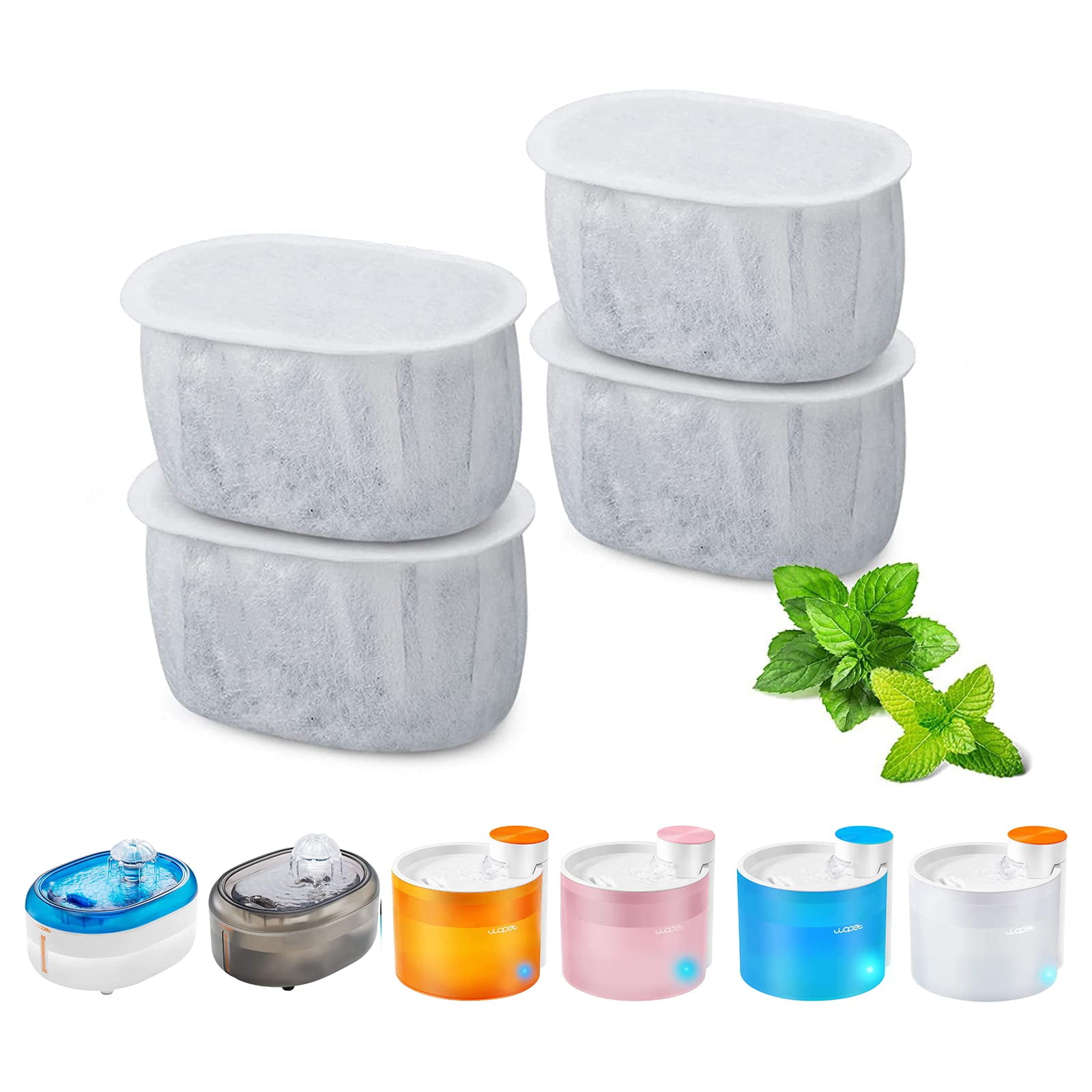 WOPET 4Pack Replacement Filters Compatible with Cat Water Fountain