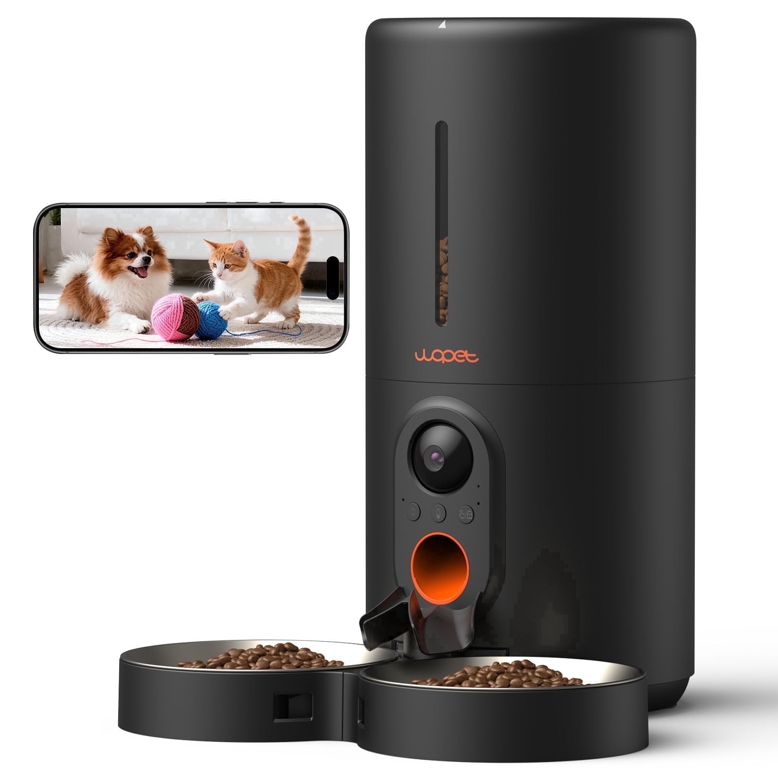 WOPET Automatic Cat Feeder with 1080P Camera 6L WiFi for Two Pets