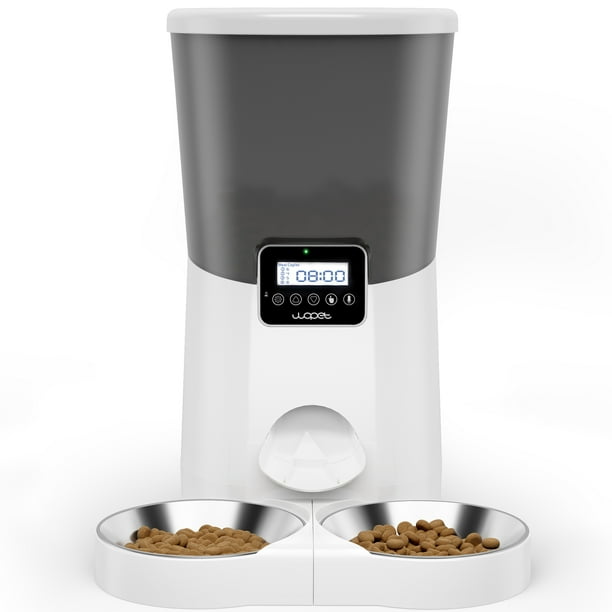WOPET Automatic Dog Feeders, Pet Food Dispenser, Cat Feeder with Dual Stainless Steel Bowl For 2