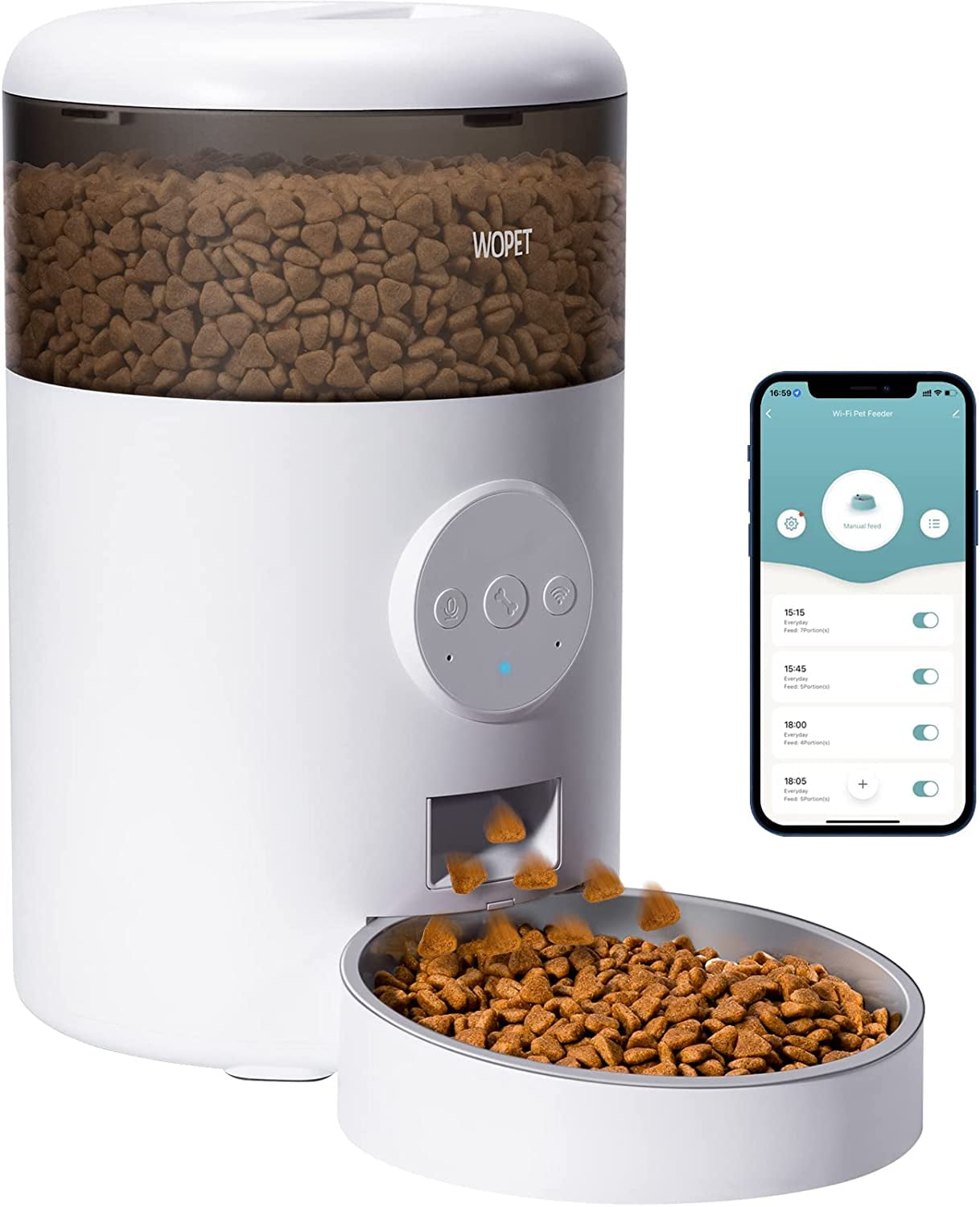 WOPET Automatic Dog Feeders, WiFi Cat Feeder with APP Control, Pets