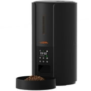 WOPET Automatic Pet Cat Dog Feeders Dispenser , With Desiccant Bag, Programmable 6 Meals, 10s Voice Recorder, 5L, Black