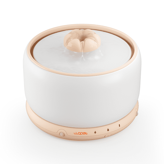 WOPET Wireless Ceramic Cat Water Fountain, 3L Rechargeable Ultra-Quiet Pet Fountain with Dual Motion Sensor, 5000mAh Battery Operated, Auto Shut-Off Safety Design for Cats & Small Dogs