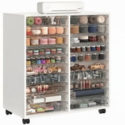 WOPITUES 20-Drawer Wooden Rolling Craft Storage Cart, Organizer Drawers with Dividers,Modern White
