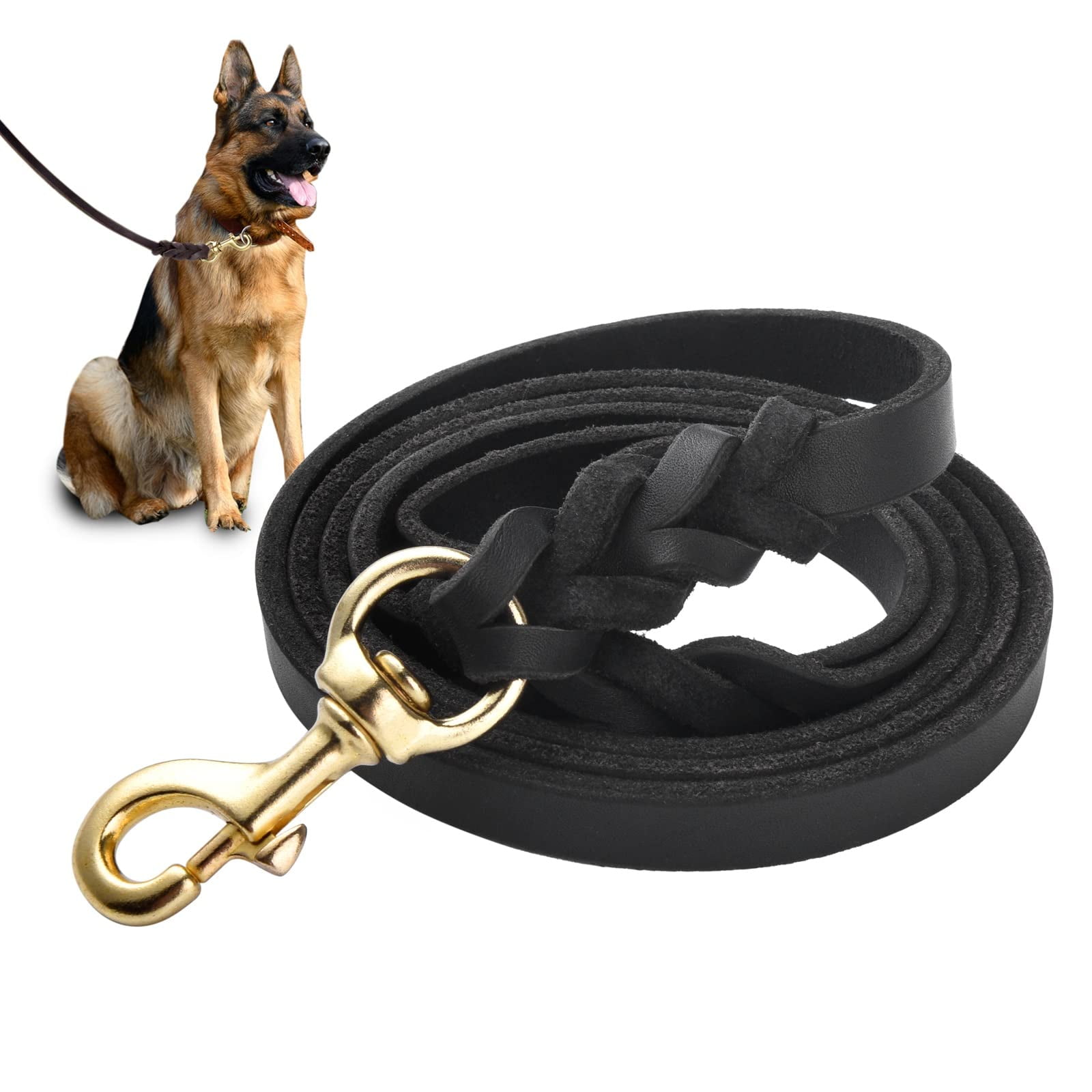 6ft leather top dog leash