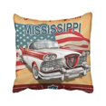 thumbnail image 1 of WOPOP 1950S Vintage Touristic With Retro Car Mississippi 1960S 1970S Aged America Auto Pillowcase Cover 20x20 inch, 1 of 1