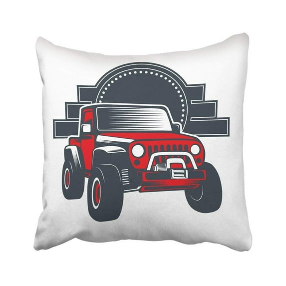 WOPOP 4x4 Off Road Vehicle Emblems Adventure Auto Automobile Automotive Badge Car Desert Pillowcase Throw Pillow Cover 20x20 inches