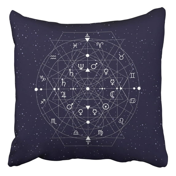 WOPOP Abstract Geometrical Zodiac Circle Planets Symbols Pillowcase Cover Cushion 18x18 inch
