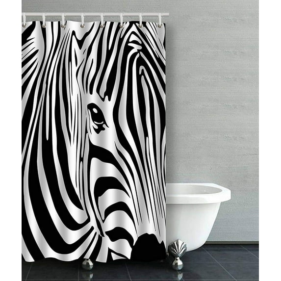 WOPOP Abstract Zebra Face Art Funny Animal Bathroom Shower Curtain 48x72 inches