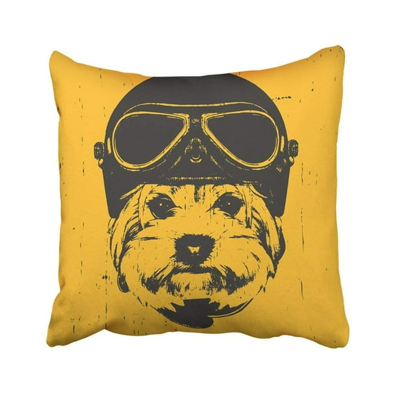 WOPOP Airman Portrait Of Yorkshire Terrier With Vintage Helmet Animal Aviation Aviator Beautiful Pillowcase Throw Pillow Cover Case 18x18 inches