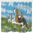 thumbnail image 1 of WOPOP Animal Cartoon Pet Dog Basset Hound Family On Lawn Farmhouse Polyester Fabric Bathroom Shower Curtain 66x72 inches, 1 of 1