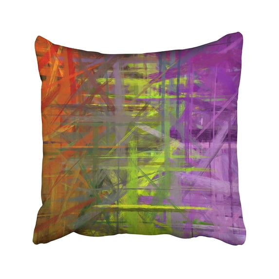 WOPOP Art Orange Green Purple Abstract Art Painting Pillowcase Pillow Cover 18x18 inches