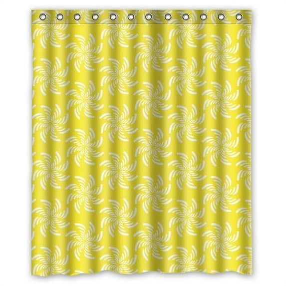 WOPOP Beautiful Windmill Patterns In Yellow Shower Curtain Waterproof Polyester Fabric Bathroom Curtain 60x72 inch