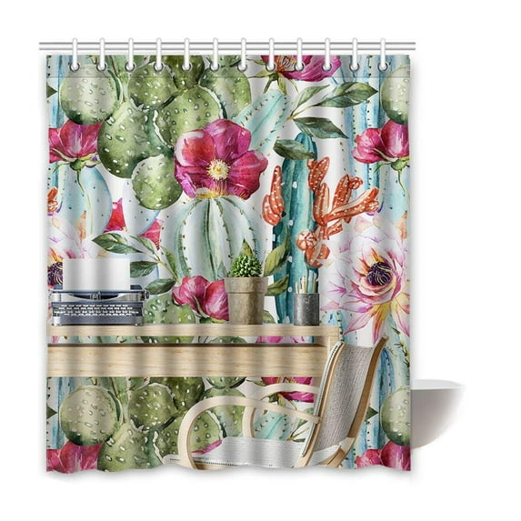 WOPOP Bensor Cactus Waterproof Polyester Bathroom Shower Curtain 66x72 Inches
