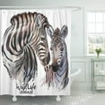 thumbnail image 1 of WOPOP Black Animal Zebras Painting White African Wild Africa Cute Funny Savannah Stripes Shower Curtain 60x72 inch, 1 of 1
