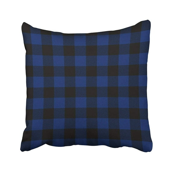 WOPOP Black Autumn Blue Buffalo Plaid Bright Cabin Check Checkered Christmas Cottage Pillowcase Cushion Cover 20x20 inch