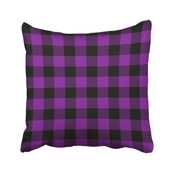 WOPOP Black Autumn Purple Buffalo Plaid Bright Cabin Check Checkered Christmas Pillowcase Cushion Cover 16x16 inch