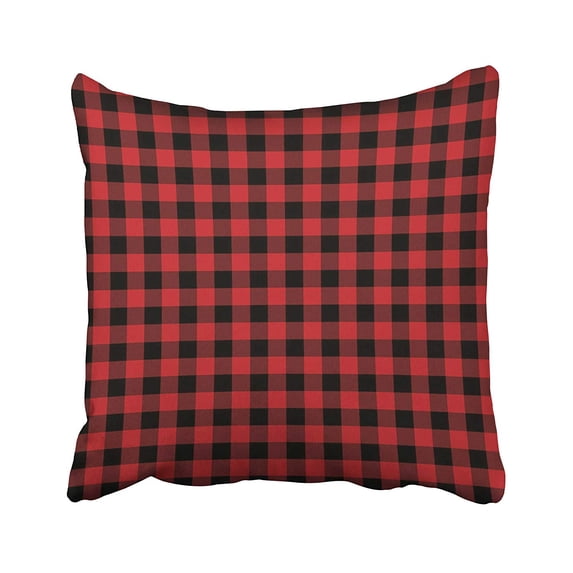 WOPOP Black Check Red Buffalo Plaid Green Checkered Flannel Holiday Lumber Lumberjack Pillowcase Cushion Cover 16x16 inch