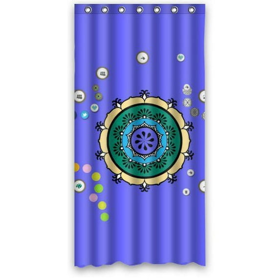 WOPOP Blue Background Mandala Lovely Waterproof Bathroom Fabric Shower Curtain 36x72 inches