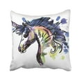 thumbnail image 1 of WOPOP Blue Fairy Unicorn Drawing in Vintage Style Watercolor Paint Children's Spray Drops White Pillowcase 18x18 inch, 1 of 1