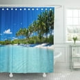thumbnail image 1 of WOPOP Blue Landscape Palm and Tropical Beach White Beautiful Sand Island Caribbean Summer Polyester Shower Curtain Bathroom Decor 66x72 inches, 1 of 3