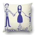 thumbnail image 1 of WOPOP Blue Mom Happy Family Drawing On White Draw Father Mother Pencil Son Boy Car Pillowcase Cover Cushion 18x18 inch, 1 of 1