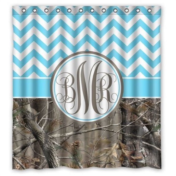 WOPOP Camo Tree Chevron Monogram Waterproof Polyester Shower Curtain 66x72 inches