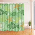 thumbnail image 1 of WOPOP Cartoon Starfish Fish in Green Orange Polyester Fabric Bathroom Shower Curtain 66x72 inches, 1 of 1