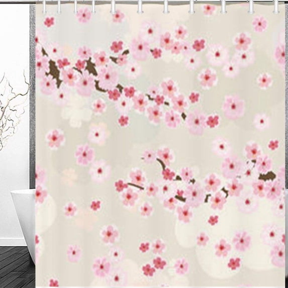 WOPOP Cherry Blossoms Textures Blossom Nature Shower Curtain 60x72 Inches