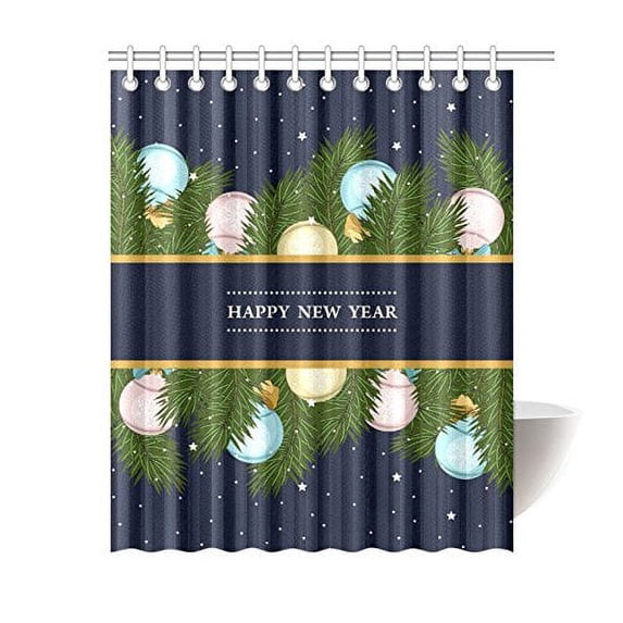 WOPOP Christmas Tree Branches Bathroom Waterproof Fabric Shower Curtain 66x72 inches