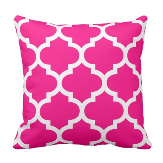 WOPOP Colorful Garden Hot Pink Moroccan Patio Pillowcase Cover 18x18 inch