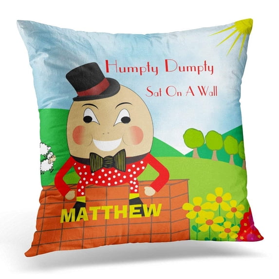 WOPOP Colorful Sunshine Cute Kids Nursery Rhyme Humpty Dumpty Fun Pillowcase Cover 18x18 inch